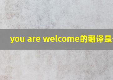 you are welcome的翻译是什么